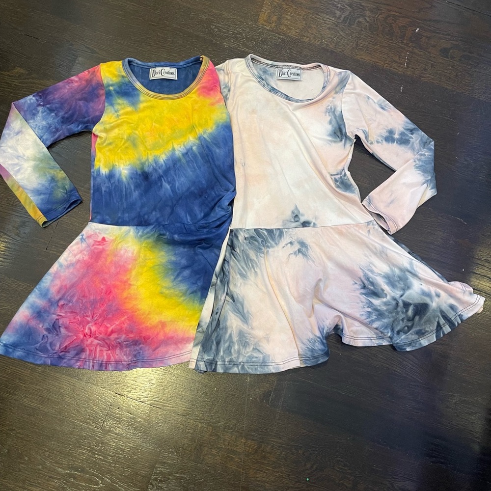Din+Grazie Kids Tie-Dye Long Sleeve Dress - Multicolor & Light Pink/Gray
